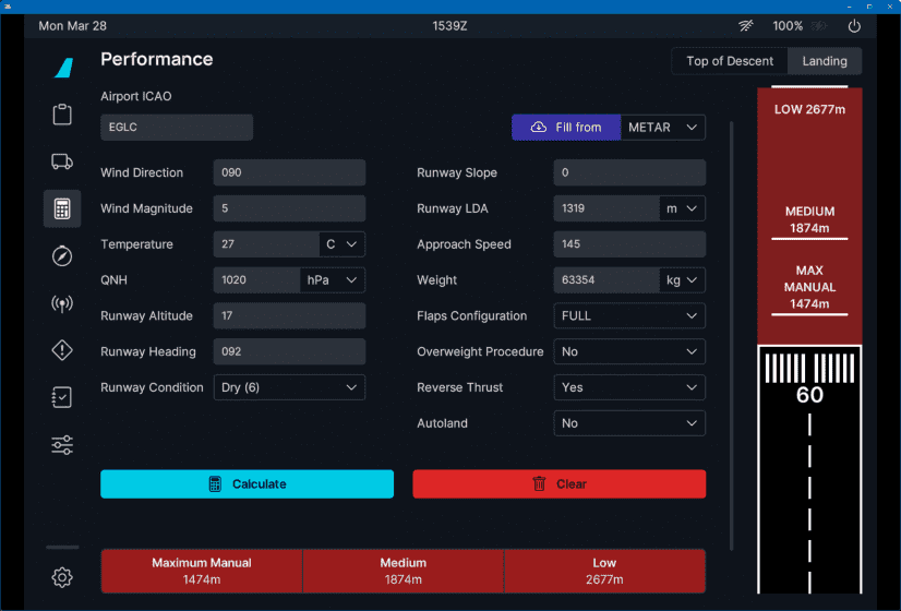 flyPad Performance Calculator Landing